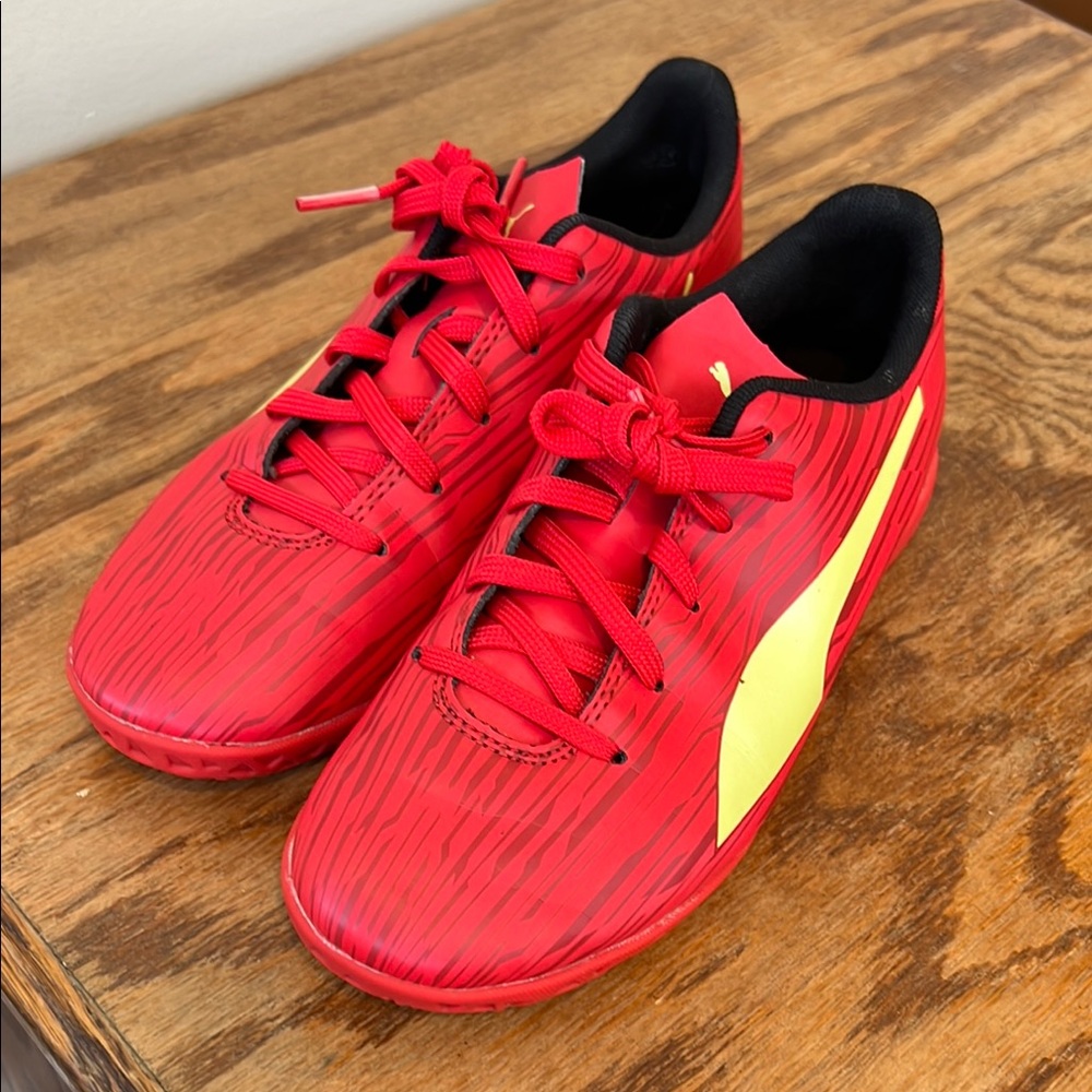 Puma Kids Red and Yellow Soccer Sneakers